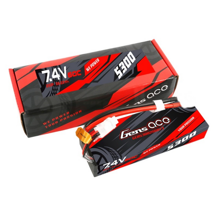 Gens Ace GA5300-2S60-HC-EC5 5300mAh 2S 7.4v 60C Hard Case Lipo Battery with EC5 Plug and XH Balance