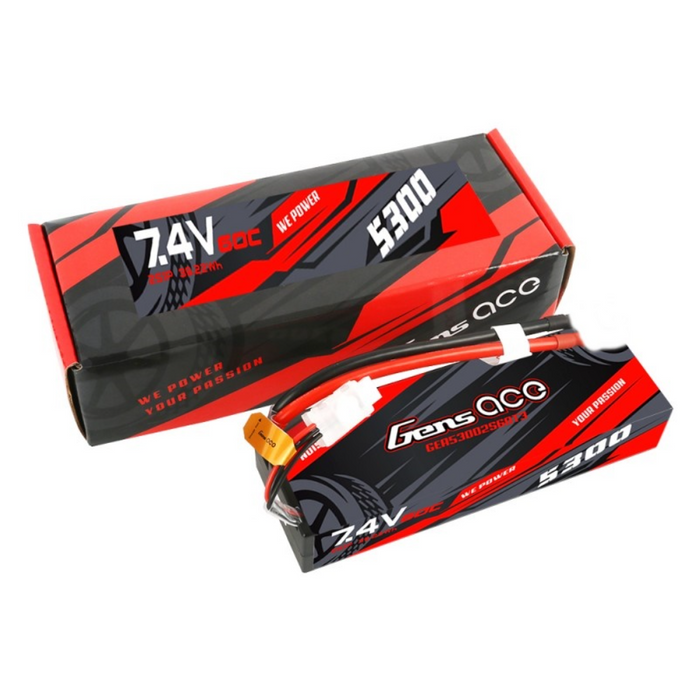 Gens Ace 5300mAh 2S 7.4V 60C with XT60 + Deans/T Plug adaptor