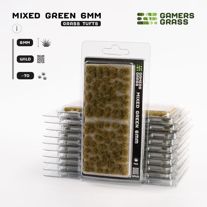 Gamers Grass 6mm Mixed Green Tufts - Wild