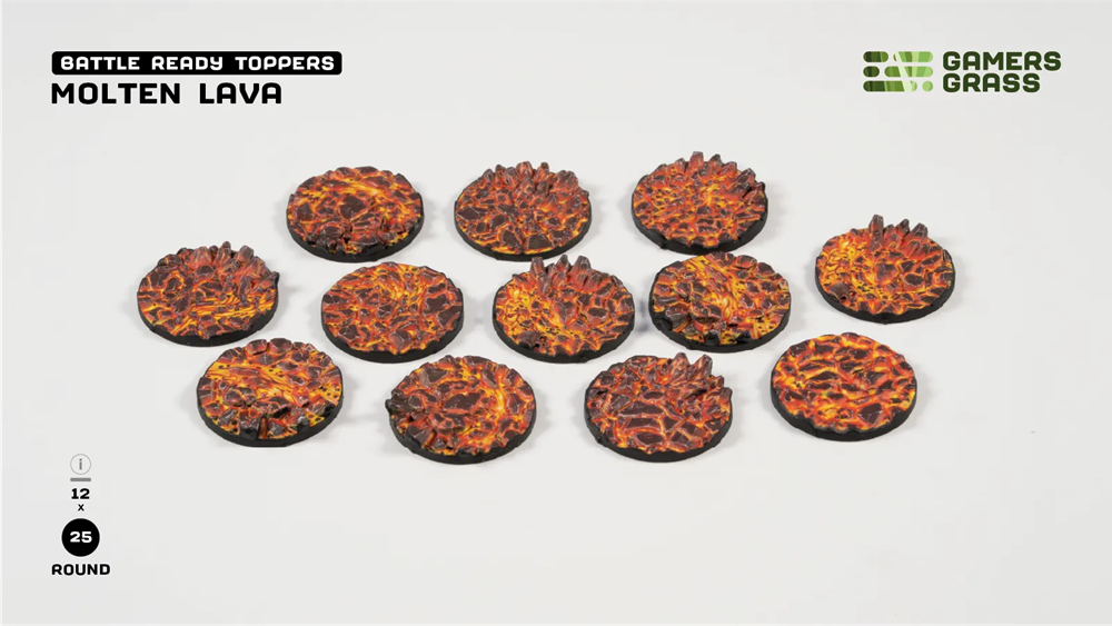 Gamers Grass Topper - Molten Lava - Round 25mm (x12)