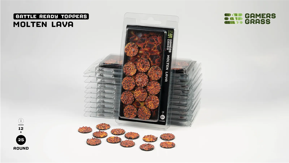 Gamers Grass Topper - Molten Lava - Round 25mm (x12)