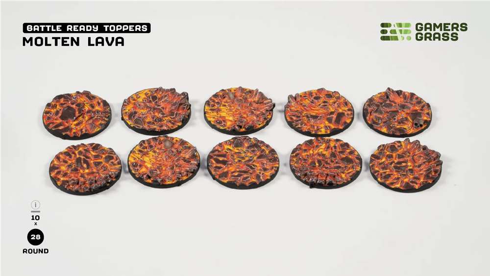 Gamers Grass Topper - Molten Lava - Round 28mm (x10)