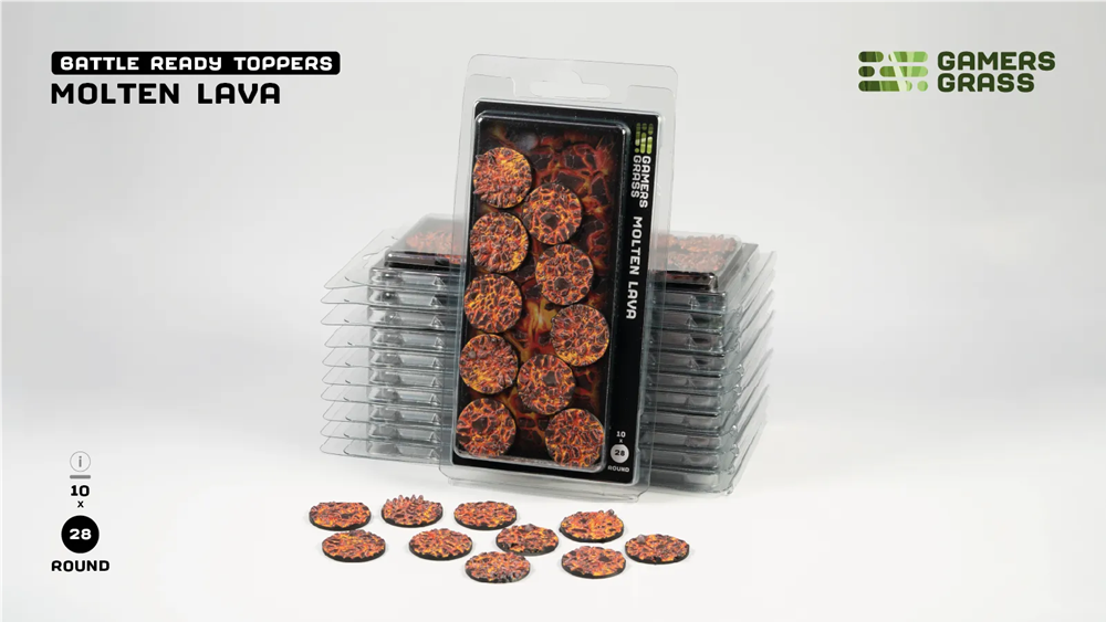 Gamers Grass Topper - Molten Lava - Round 28mm (x10)