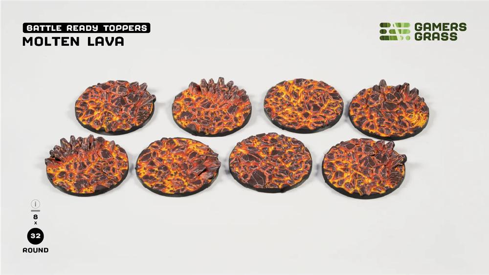 Gamers Grass Topper - Molten Lava - Round 32mm (x8)