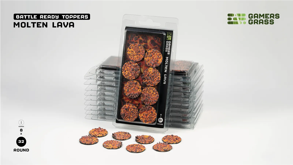 Gamers Grass Topper - Molten Lava - Round 32mm (x8)