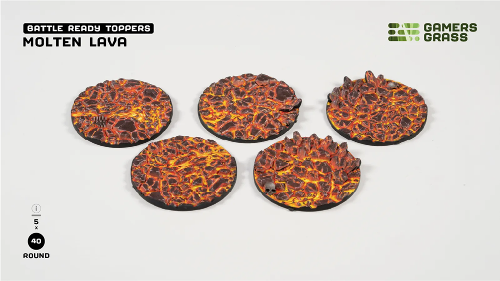 Gamers Grass Topper - Molten Lava - Round 40mm (x5)