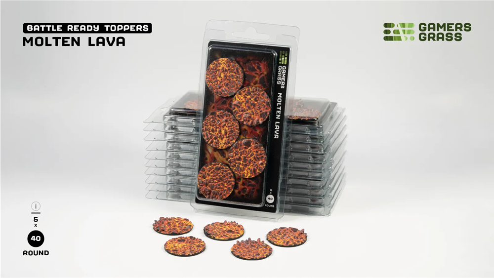Gamers Grass Topper - Molten Lava - Round 40mm (x5)