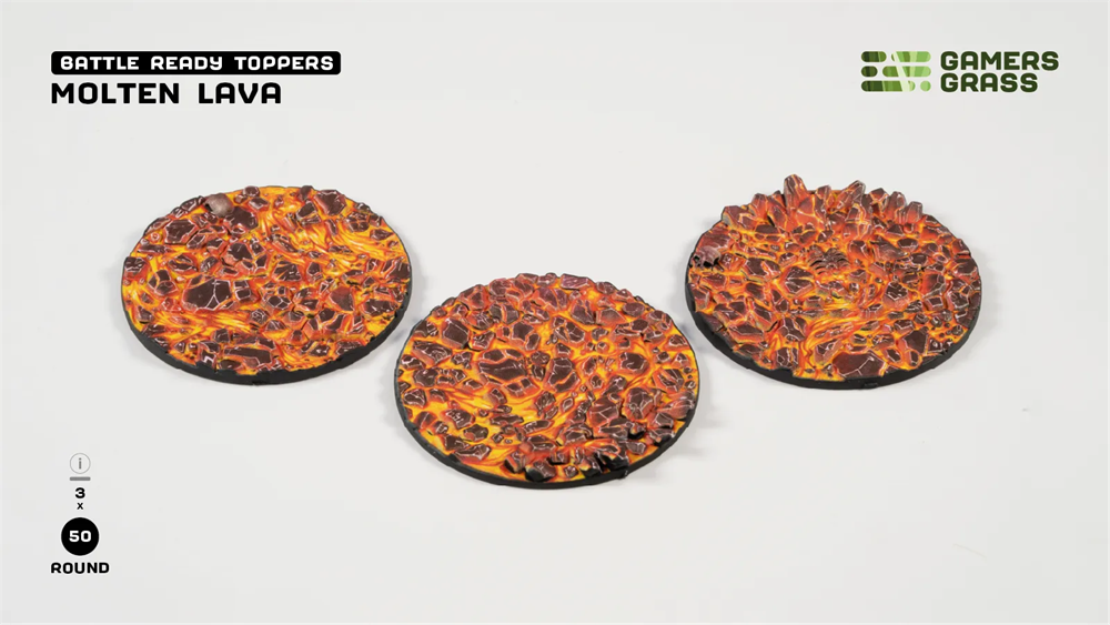 Gamers Grass Topper - Molten Lava - Round 50mm (x3)