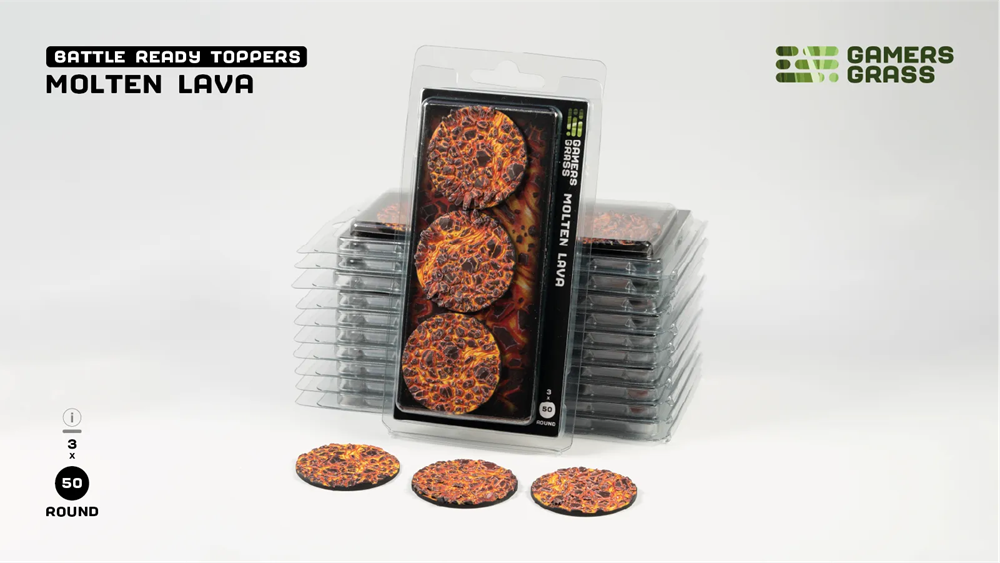 Gamers Grass Topper - Molten Lava - Round 50mm (x3)
