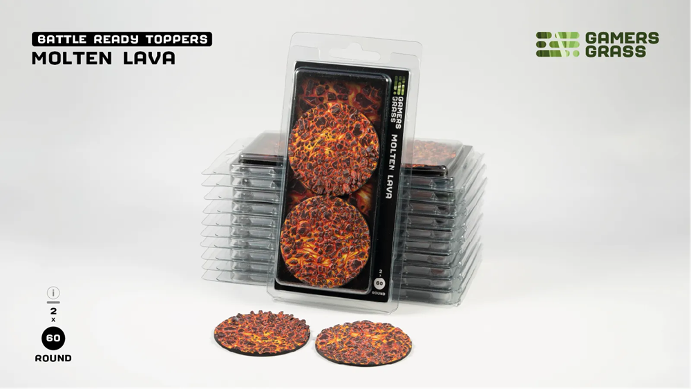 Gamers Grass Topper - Molten Lava - Round 60mm (x2)