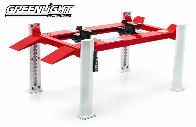 Greenlight 12888 1:18 Four Post Lift (Red & White)