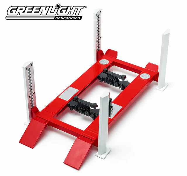 Greenlight 12888 1:18 Four Post Lift (Red & White)