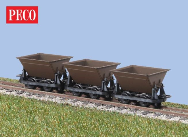 Peco GR-330 OO-9 V-Skips Hudson Rugga - Brown (Pack of 3)