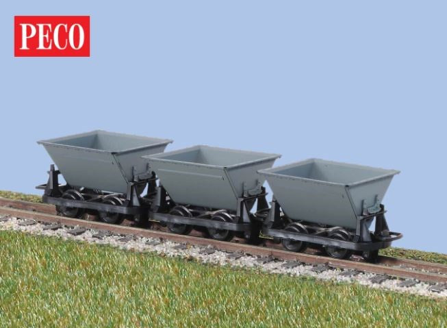 Peco GR-331 OO-9 V-Skip Hudson Ruggas - Grey (Pack of 3)
