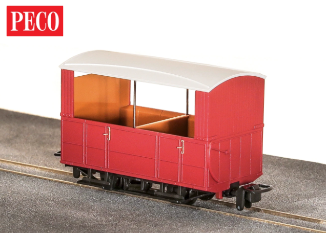 Peco GR-520UR OO-9 4 Wheel Open Side Coach Red