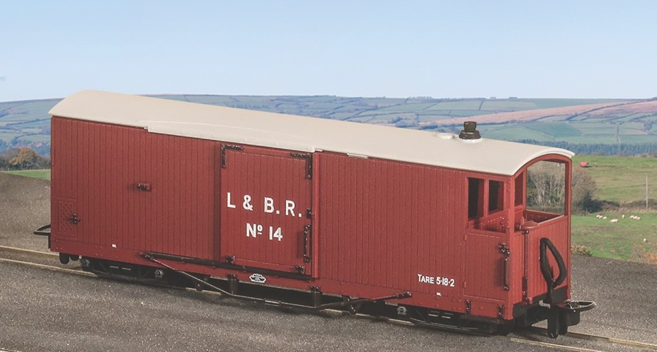 GR240BO L&B 8 ton Bogie Goods Brake Van L&B Livery Red no.14, Open Veranda