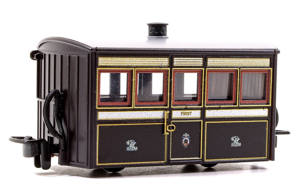 Peco GR-550 OO-9 Ffestiniog 'Bug Box' First Class Coach - FR Victorian Plum & Cream