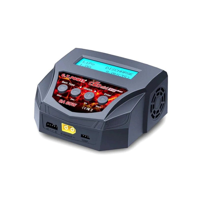 GT Power GT-C6DMini AC Charger, 6A 60W, 2-4S LiPo, LiFe, LiHV, Lilon, NiMH NiCd Pb 6V-12V