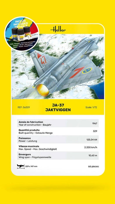 Heller 56309 1:72 STARTER KIT Ja-37 Jaktviggen