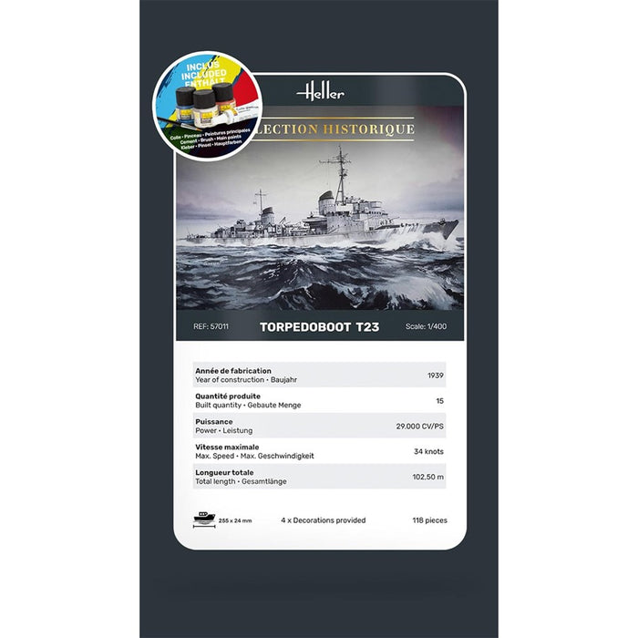 Heller 57011 1:400 STARTER KIT Torpedo Boat T23