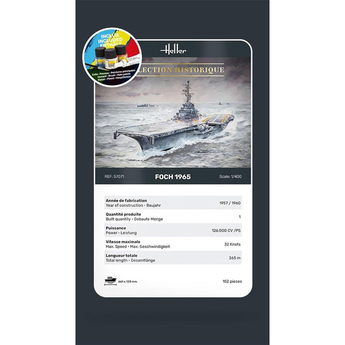 Heller 57071 1:400 STARTER KIT Aircraft Carrier Foch