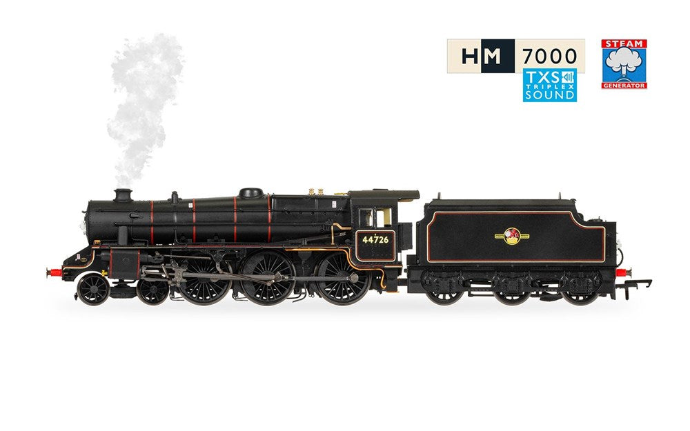 Hornby R30225SS OO BR, Stanier 5MT 'Black 5', 4-6-0, 44726 - Era 5 - With TXS Sound and Steam Generator