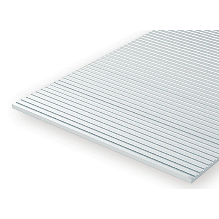 Evergreen 3047 O Scale Passenger Car Siding - 1.21mm Groove Spacing - 0.75mm Thick - 152.4mmx304.8mm (1 Sheet)