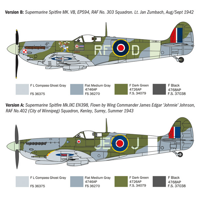 Italeri 1482 1:72 Spitfire Mk.V / Mk.IX Aces