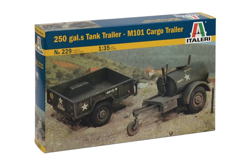Italeri 229 1:35 250 gal.s Tank Trailer - M101 Cargo Trailer