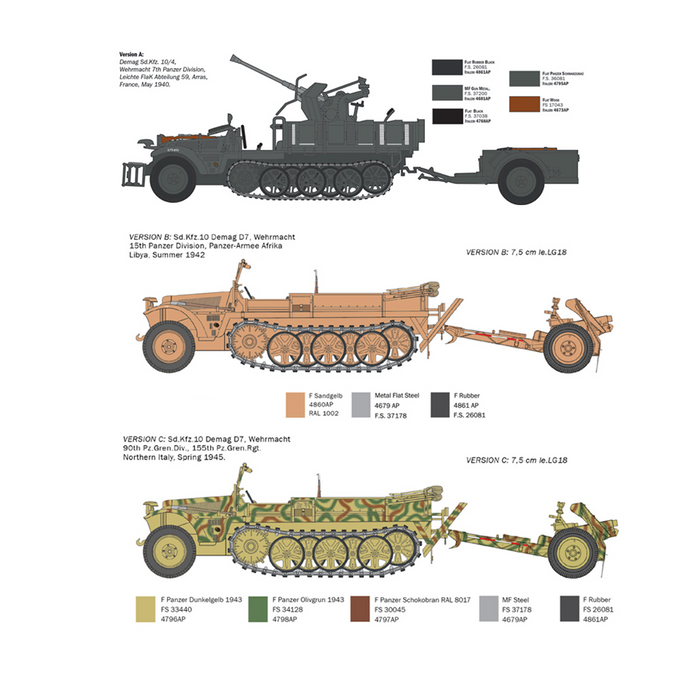 Italeri 6595 1:35 Sd. Kfz. 10 Demag D7 with 7,5 cm leIG 18 and Crew