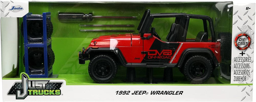 Jada JA33851 1:24 1992 Jeep Wrangler (Red) w/Wheel Rack - Just Trucks