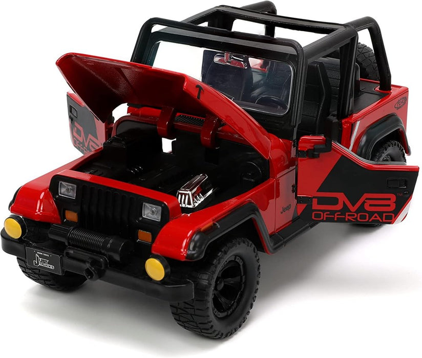 Jada JA33851 1:24 1992 Jeep Wrangler (Red) w/Wheel Rack - Just Trucks