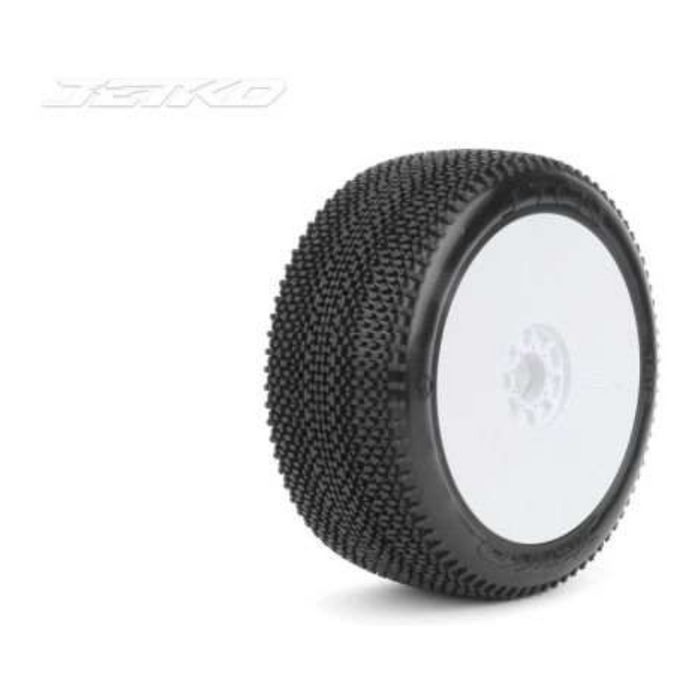 Jetko J-TEN 1/8 Buggy Dish White Rim Super Soft Glued (2 pcs)