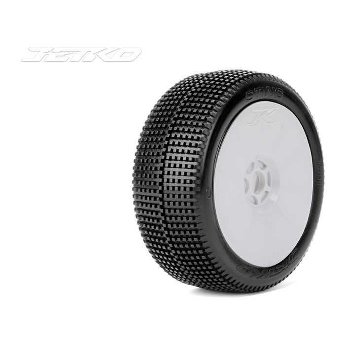 Jetko STING 1/8 Buggy/Dish/White Rim/Super Soft/Glued MTD Tires (2 pcs)