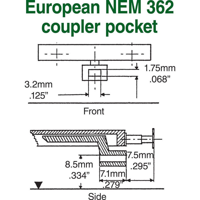 Kadee No.18 HO Scale NEM 362 European-Style Couplers - Medium (2 Pair)