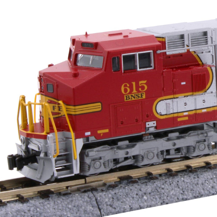 Kato USA 176-3515 N GE C44-9W - Standard DC -- BNSF Railway #615 (Ex-ATSF Patch Warbonnet; silver, red; Santa Fe Lettering)