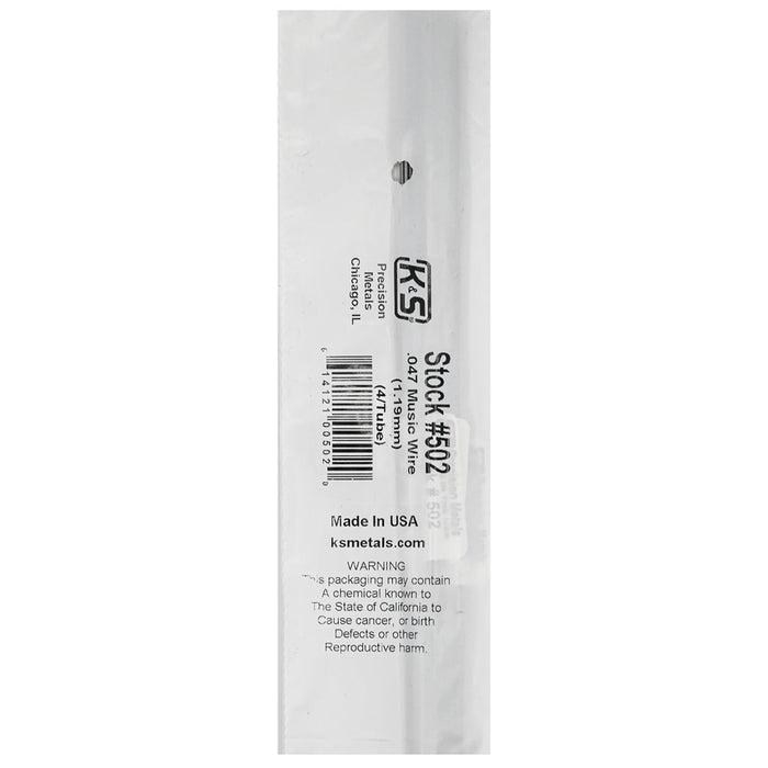 K&S 502 Music Wire - 0.047" OD - 36" Length (4 Pieces per bundle)