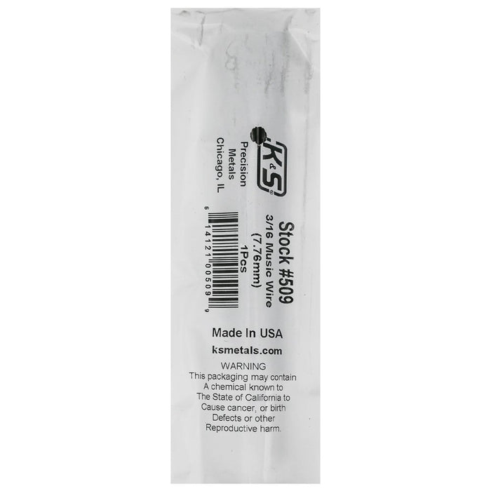 K&S 509 Music Wire - 3/16" OD - 36" Length (1 Piece)
