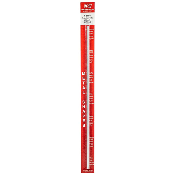 K&S 8104 Aluminium Tube 3/16 x 0.014 - 12" Length