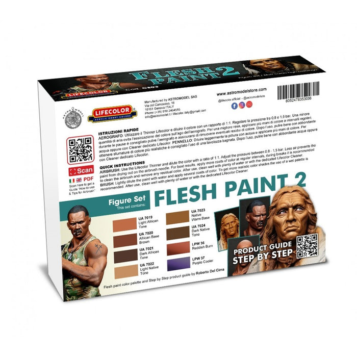 Lifecolor CE03 Flesh Paint set 2 (8 pk - 22ml)