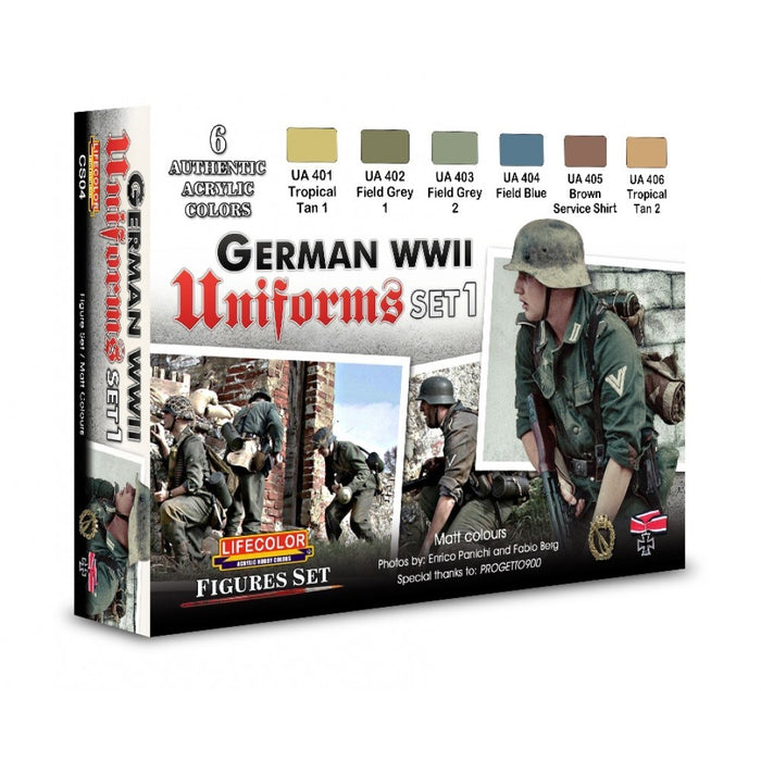 Lifecolor CS04 German Uniforms WWII Set 1 (6 pk - 22ml)