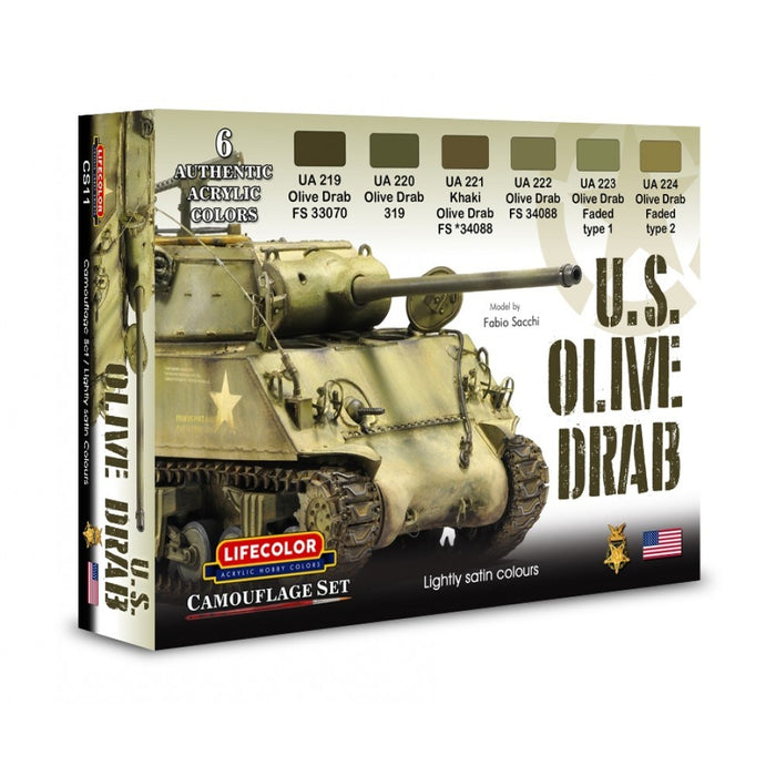 Lifecolor CS11 U.S. Olive Drab American Tanks Set (6 pk - 22ml)