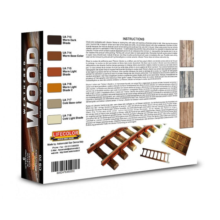 Lifecolor CS20 Weathered Wood Set (6 pk - 22ml)
