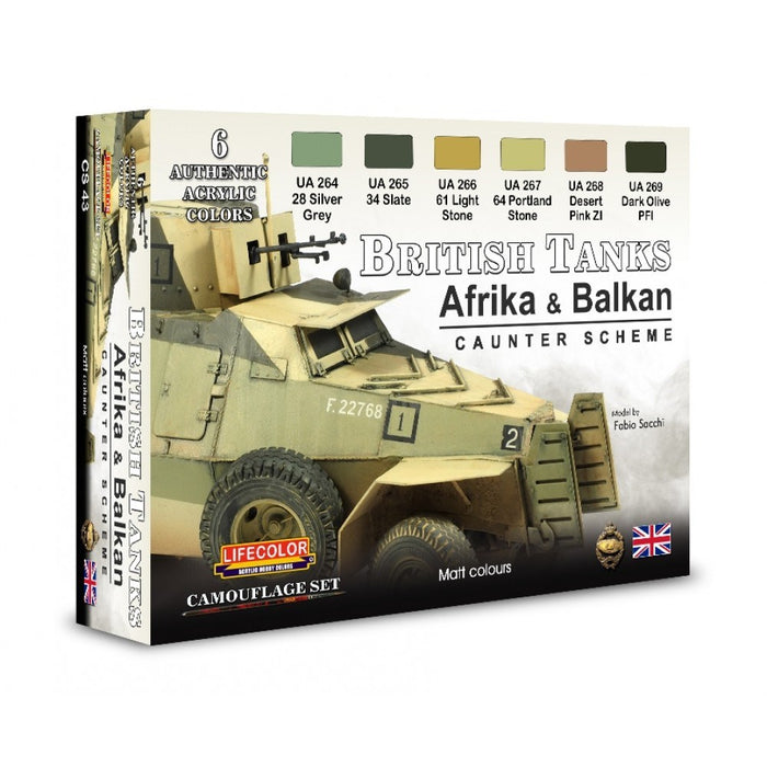 Lifecolor CS43 British Tanks Set 1 - Afrika & Balkan Caunter Scheme (6 pk - 22ml)