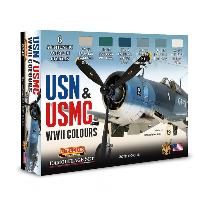 Lifecolor CS46 USN & USMC WWII American Aircraft Set (6 pk - 22ml)