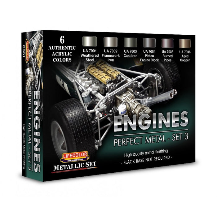 Lifecolor CS51 Engines Perfect Metal - Set 3 (6 pk - 22ml)
