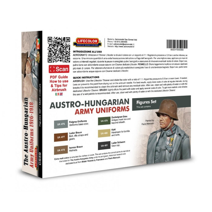 Lifecolor CS59 The Austro-Hungarian Army Uniforms Set (6 pk - 22ml)