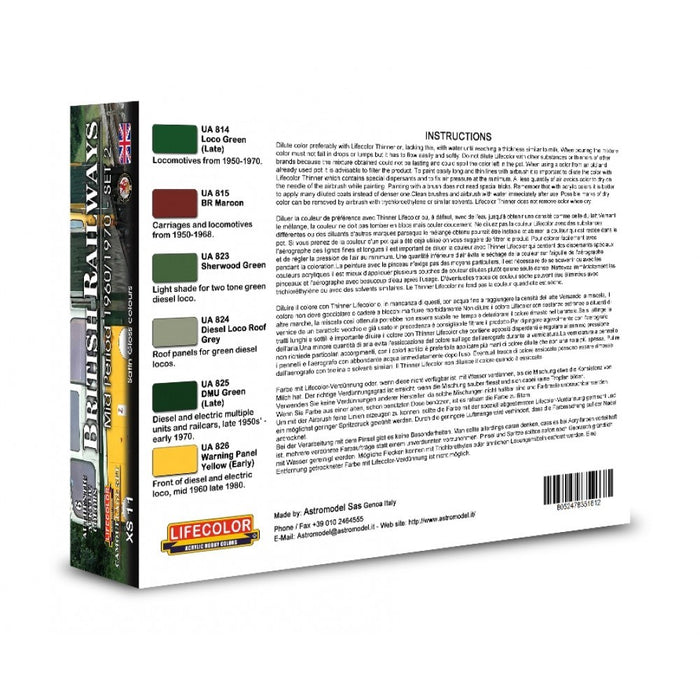 Lifecolor XS11 British Railways Set 2 - Mid period 1960-1970 (6 pk - 22ml)