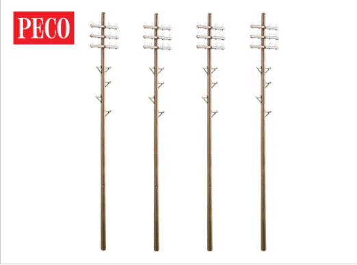 Peco LK-747 O Telegraph Poles (Pack of 4)