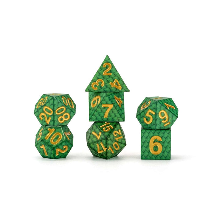 MDG Silicone 16mm Poly Dice Set - Dragon Storm Green Dragon Scales